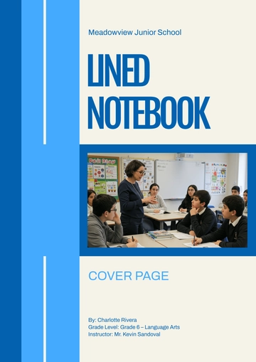 Free Lined Notebook Cover Page Design Template to Edit Online