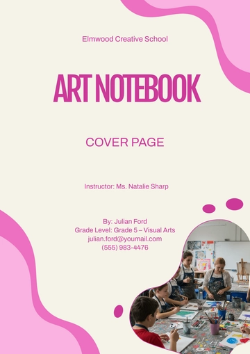 Free Pink Art Notebook Cover Page Template to Edit Online