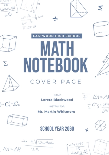 Free Math Notebook Cover Page Template to Edit Online