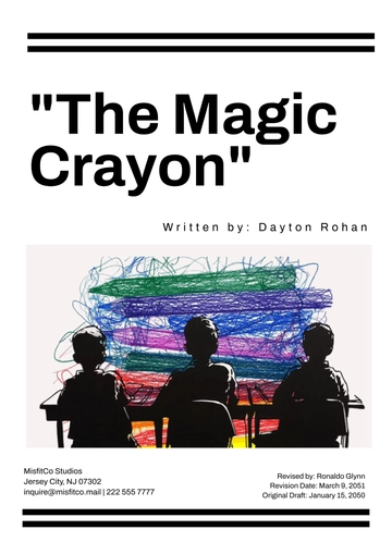 Free Children’s Screenplay Cover Page Template to Edit Online
