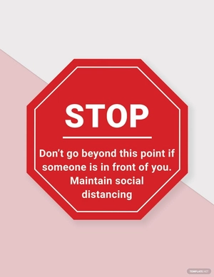 Stop Keep Your Distance Floor Sign Template