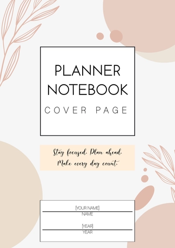Free Planner Notebook Cover Page Template to Edit Online