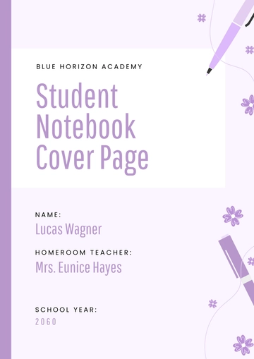 Free Student Notebook Cover Page Template to Edit Online