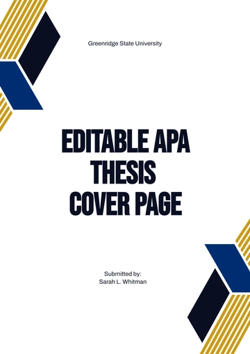 Free Editable APA Thesis Cover Page Template to Edit Online