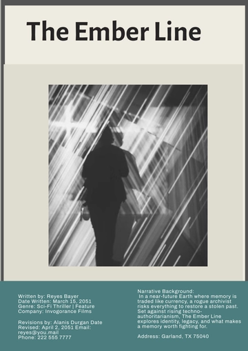 Free Narrative Background Screenplay Cover Page Template to Edit Online