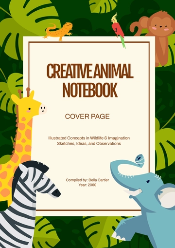 Free Creative Animal Notebook Cover Page Template to Edit Online