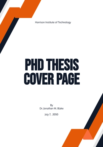 Free PhD Thesis Cover Page Template to Edit Online