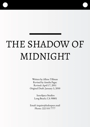 Free Drama Screenplay Cover Page Template to Edit Online