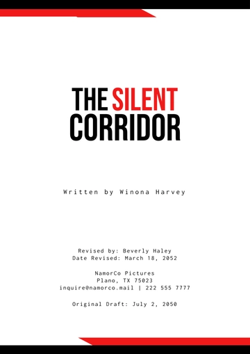 Free Thriller Screenplay Cover Page Template to Edit Online