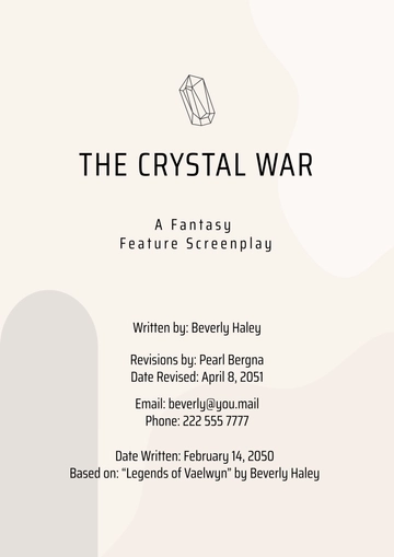Free Aesthetic Fantasy Screenplay Cover Page Template to Edit Online