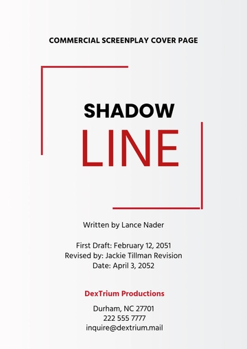 Free Commercial Screenplay Cover Page Template to Edit Online