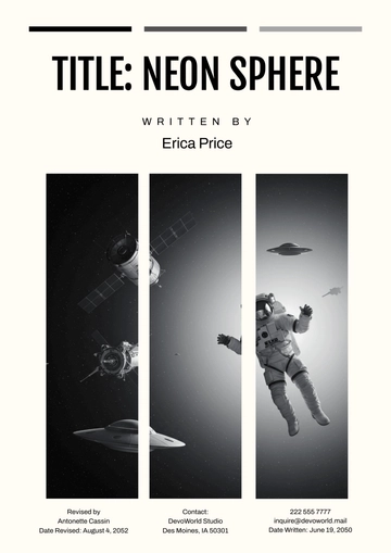 Free Modern Sci-Fi Screenplay Cover Page Template to Edit Online