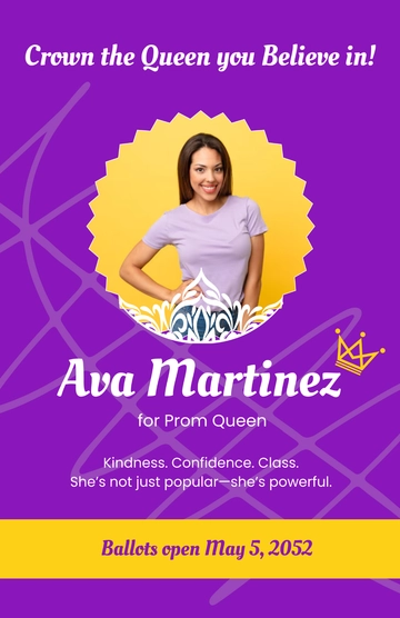 Free Colorful Prom Queen Election Poster Template to Edit Online