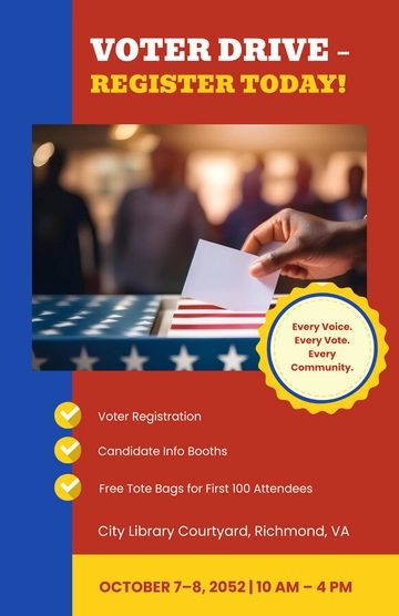 Free Blue Election Drive Poster Template to Edit Online