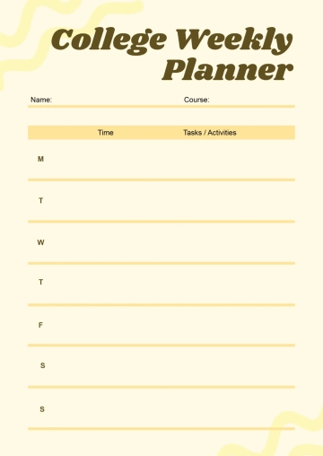 Free College Weekly Planner Template to Edit Online