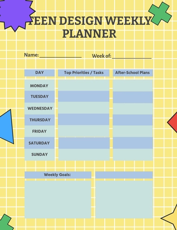 Free Teen Design Weekly Planner Template to Edit Online