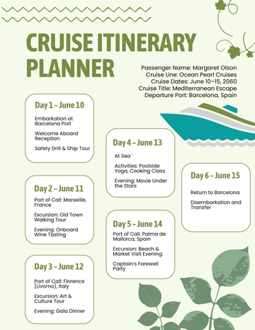 Free Cruise Itinerary Planner Template to Edit Online