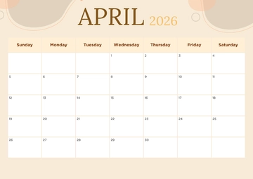 Free Minimalist April 2026 Calendar Template to Edit Online