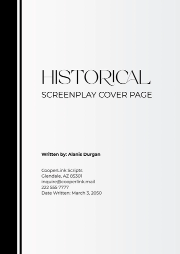 Free Historical Screenplay Cover Page Template to Edit Online