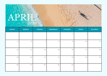 Free Sunday-Start April 2026 Calendar Template to Edit Online