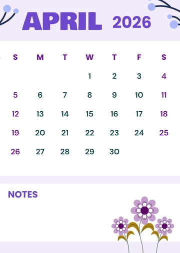 Free April 2026 Vertical Calendar Template to Edit Online