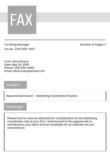 Free Resume Fax Cover Page Template to Edit Online