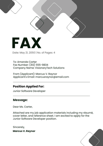 Free Job Application Fax Cover Page Template to Edit Online