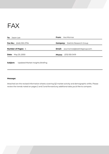Free Information Fax Cover Page Template to Edit Online