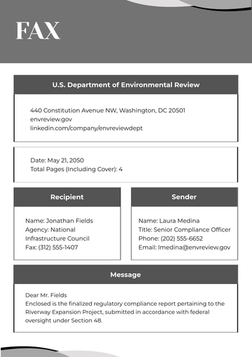 Free Government Fax Cover Page Template to Edit Online
