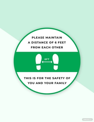 Maintain 6 Feet Floor Safety Sign Template