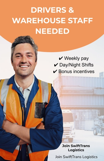 Free Simple Logistic  Recruitment Poster Template to Edit Online