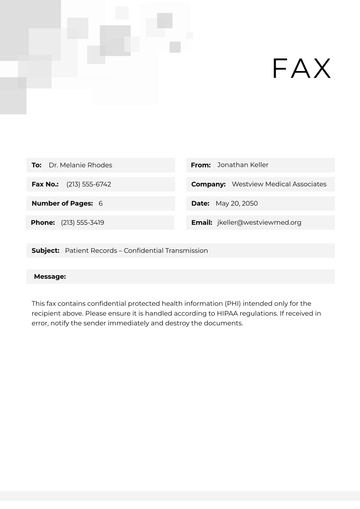 Free HIPAA Fax Cover Page Template to Edit Online
