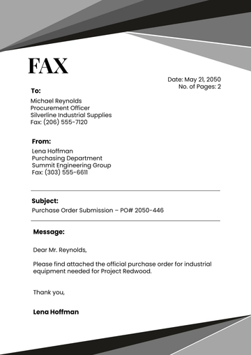 Free Purchase Order Fax Cover Page Template to Edit Online