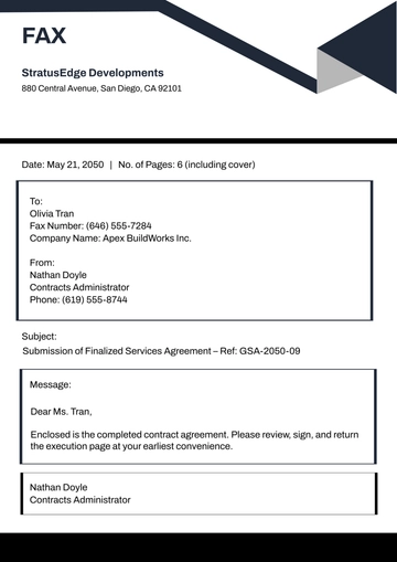 Free Contract Fax Cover Page Template to Edit Online