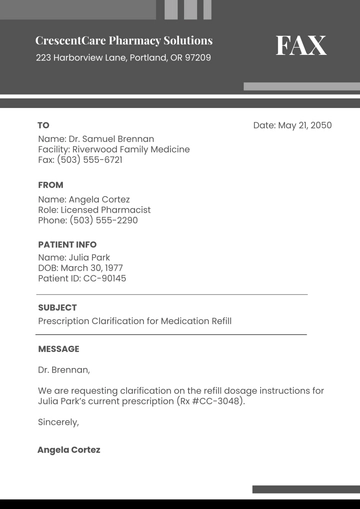Free Pharmacy Fax Cover Page Template to Edit Online