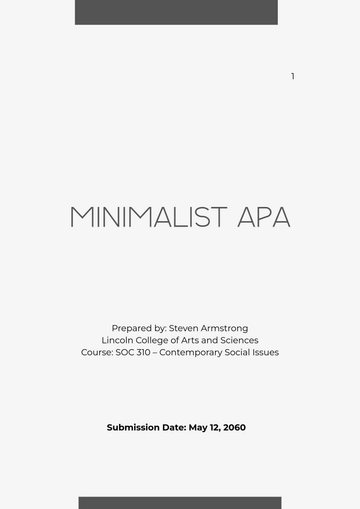 Free Minimalist APA Cover Page Template to Edit Online