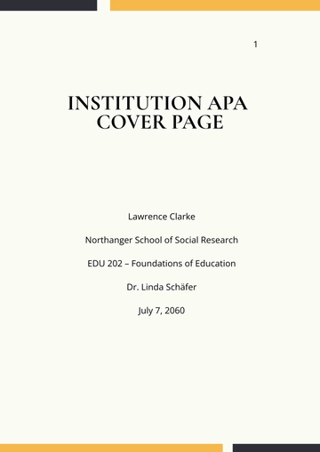 Free Institution APA Cover Page Template to Edit Online