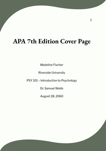 Free APA 7th Edition Cover Page Template to Edit Online