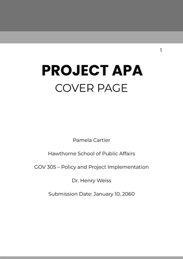 Free Project APA Cover Page Template to Edit Online