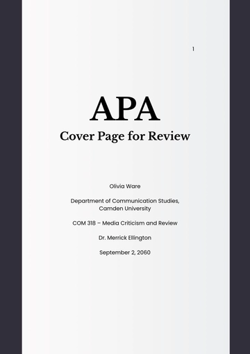 Free APA Cover Page for Review Template to Edit Online