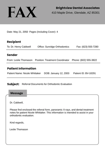 Free Dental Fax Cover Page Template to Edit Online
