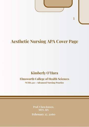 Free Aesthetic Nursing APA Cover Page Template to Edit Online