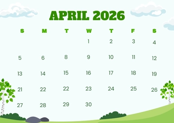 Free Landscape April 2026 Calendar Template to Edit Online