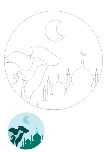Free Eid Al Adha Coloring Page Template to Edit Online