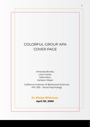 Free Colorful Group APA Cover Page Template to Edit Online