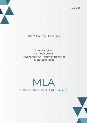 Free MLA Cover Page with Abstract Template to Edit Online