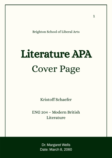 Free Literature APA Cover Page Template to Edit Online