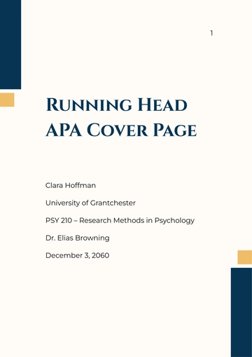 Free Running Head APA Cover Page Template to Edit Online