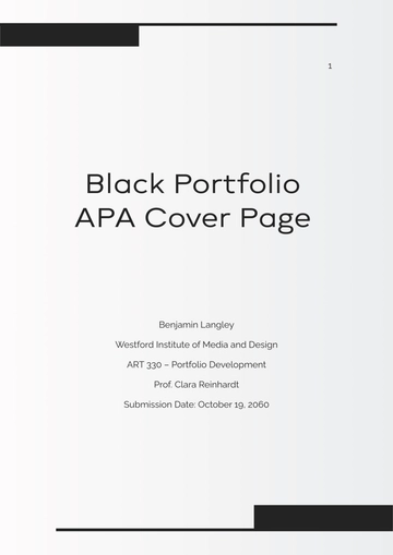 Free Black Portfolio APA Cover Page Template to Edit Online