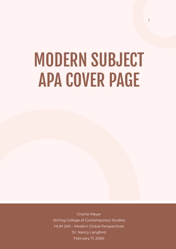 Free Modern Subject APA Cover Page Template to Edit Online